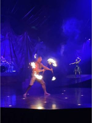 A post by @sydneybrown_xo on TikTok caption: Watch Frankie accidently set his hair on fire 🔥 #cirquedusoleil #fail 