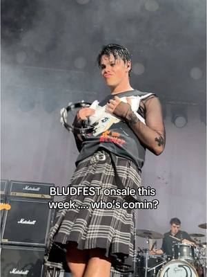 A post by @yungblud on TikTok caption: BLUDFEST. JUNE 21ST. 🖤 TIKTOK PRESALE 17TH TUESDAY 10am GMT.  - ONSALE 18TH WEDNESDAY 10am GMT. #bludfest #OnTour 