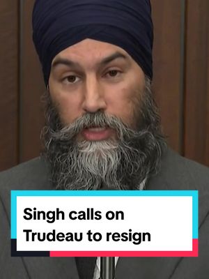 A post by @ctvnewstoronto on TikTok caption: “We are calling for Justin Trudeau’s resignation,” said NDP leader Jagmeet Singh in French during a scrum with reporters. Asked if he would vote no-confidence in his government, he said “all tools are on the table.” #ctvnews #ctvnewstoronto #toronto #foryou #fyp #newstiktok #torontotiktok #jagmeetsingh #trudeau #cdnpoli #politics #ottawa #canada #chrystiafreeland 