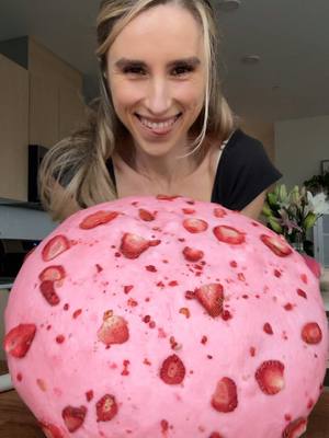 A post by @jeshastevens on TikTok caption: A strawberry croissant? 🌸 #croissant #pastry #baking #sourdough #dessert 