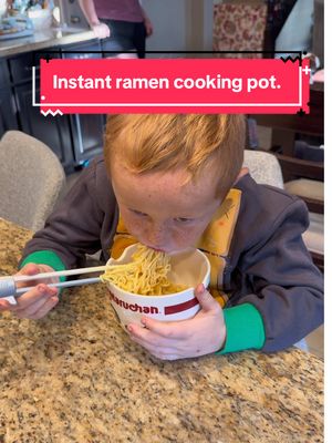 A post by @seanbryant on TikTok caption: My son loves #ramen, he wants it for every meal of the day. We bought this instant ramen maker to make better ramen fast. No more coffee pot, no microwave, no dealing with fire, no coffee pot and it tastes better! Highly recommended!
