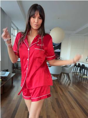 A post by @nina on TikTok caption: Short or long silk PJ’s? Online Merch Pop up ENDS in 3 days 😘