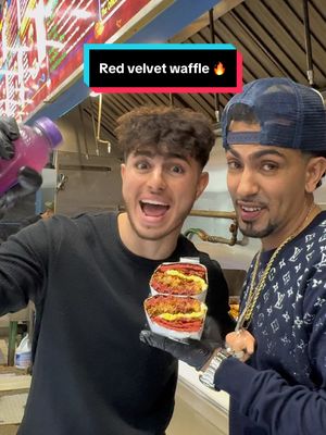 A post by @rah_money1 on TikTok caption: Red velvet waffle chopped cheese and bacon egg & cheese THE OCKY WAY 🔥‼️ #theockyway #ockyway #generalock #nevanevaneva 