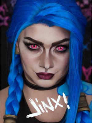 A post by @illumin_arty on TikTok caption: Here I am , your big fat hero! 💙JINX!!  #arcane #arcanemakeup #jinx #jinxcosplay #jinxmakeup #makeuptransformation @League of Legends #leagueoflegends #makeup #cosplay #jinxarcane 