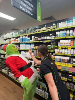 A post by @jamescapener on TikTok caption: Grinchy paid a visit to Mandurah’s favorite pharmacy & health food store! @Wholelife Mandurah 🌟 Full of organics, natural health products, and good vibes—he couldn’t resist the wellness! 💚🎄 #6daysleft #christmas #WholeLifeMandurah #GrinchInMandurah #HealthyHolidays #grinchytoksocks #fyp #mandurah 