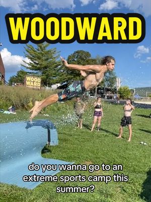 A post by @bob.reese on TikTok caption: Woodward Extreme Sports Summer Camp! Link in my bio to save $150 on a week of camp in 2025 at the location in Pennsylvania or California 🎉