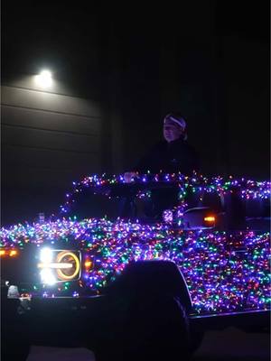 A post by @tcfordalabama on TikTok caption: Any guesses on how long this took? 😂  #fyp #bronco #ford #christmaslights 