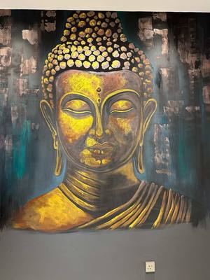 A post by @siveparathy96narayanan on TikTok caption: Buddha Wall Art ❤️ Kindly watsapp us at 01131837498 for more enquiries.Thank you 😇 #muralist #muralartist #trendingvideo #muralart #painting #malaysianartist #mural #art #wallart #buddha #buddhaart @@vivagAN @Raaga @Minnalfm @Astro Ulagam 