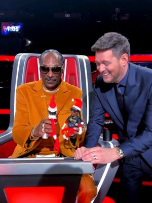 A post by @nbcthevoice on TikTok caption: Merry Snoopmas and a Happy new Bublé from #TheVoice! ❄️ #SnoopDogg #MichaelBublé