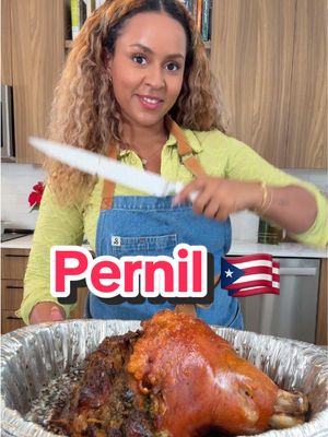 A post by @themoodyfoody on TikTok caption: PERNIL is my favorite recipe to make all year around but def for christmas. Try my recipe which has juicy meat and crunchy cuerito 😍😍 #pernil 🇵🇷🇵🇷🇵🇷#puertorico #nochebuena 