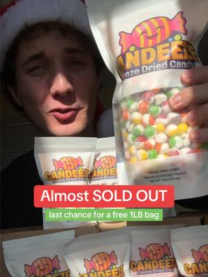 A post by @candeezeco on TikTok caption: Clocking out for the holidays… LAST chance to get your FREE 1LB bag! #freezedriedcandy #SmallBusiness #holidaydeals #TikTokShop 