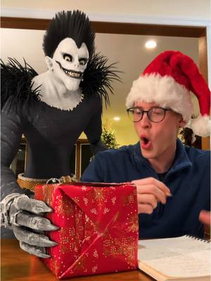 A post by @joshvfx on TikTok caption: Not what I was expecting… 🎁🍎 #christmas #vfx #deathnote #fyp 