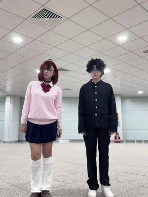 A post by @rei.or.ray on TikTok caption: I'm just kidding 😥 Okarun : me Momo : my friend #cosplay #cosplayer #anime #dandadan 