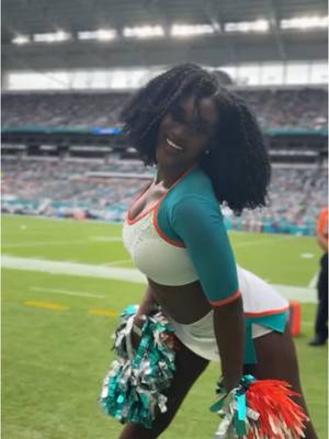 A post by @cierraprice_ on TikTok caption: Round of applause dolfans 👏🏾👏🏾 Its game day!!! #fy #foryou #miamidolphinscheerleaders #foryoupage #nfl 