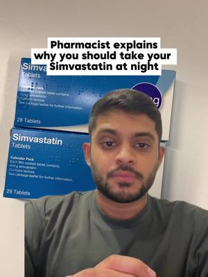 A post by @micropharm on TikTok caption: Pharmacist explains why you take Simvastatin at night #pharmacist #pharmacy #foryoupage #medicine #fyp #foryou 