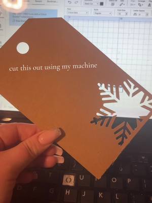 A post by @amyellaa_ on TikTok caption: personalised gift tag for E's main present 🎄🎄 #christmas #gifttag #personalisedtags #cricut #cricutmaker #fyp #foru #foryoupage #foruyou  #mumlife 