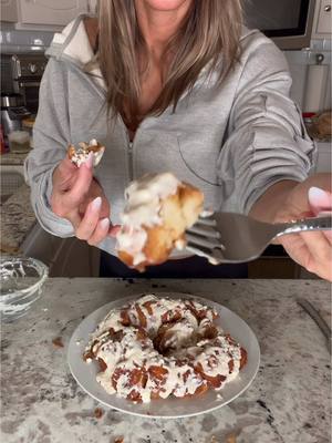 A post by @carrieyourbeauty on TikTok caption: High Protein Monkey Bread NOTE: this is for a small batch. Feel free to double or triple the recipe.  Ingredients  Dough 1.25 cups flour 1 cup blended cottage cheese 2 tablespoons maple syrup 1.5 teaspoons baking powder Other ingredients 1/4 cup sugar 1/2 tablespoon cinnamon 1/4 cup melted butter 1/4 cup brown sugar 1 tablespoon protein powder Frosting 2 tablespoons of cream cheese, softened ¼ cup blended cottage cheese 1 tablespoon maple syrup Instructions  Preheat the oven to 350ºF Make the dough: add the flour, blended cottage cheese, maple syrup, and baking powder to a bowl and mix to combine. Once combined, knead the dough into a ball. You’ll know the dough is ready if you poke the dough and it bounces right back. Cut dough into 1/4 pieces and toss into a large zipper bag Mix together sugar and cinnamon. Toss into bag with the dough pieces and shake until evenly coated. Pour into a sprayed bundt pan. Mix together melted butter,  brown sugar, and protein powder. Pour over dough. Bake at 350 for 20 minutes. If you double the recipe you may need to cook it longer. Make the frosting: While the monkey bread is baking, add all the ingredients to a bowl and use an electric mixer to mix the ingredients together. Be sure the cream cheese is softened or you will end up with lumpy frosting. Flip over bundt pan, let cool before drizzling on frosting #monkeybread #cottagecheeserecipe #breakfastrecipes 