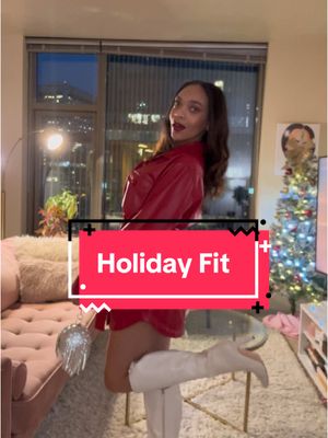 A post by @tyrahmajors on TikTok caption: Outfit of the night🎁🎄  #holiday #holidayparty #grwm #holidayfashion 