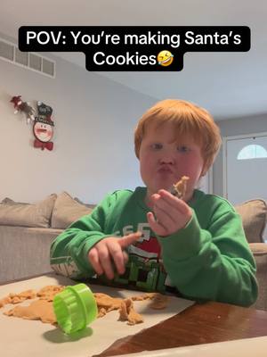 A post by @mr.tuddles on TikTok caption: We made like 6 cookies & ate the rest of the dough🤣 #funny #cookies #santacookies #christmas #santa 