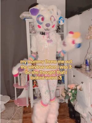 A post by @cupcakedalmation on TikTok caption: funfetti posting time !!! #furry #furries #furyoupage #cupcakedalmatian #furyou #furrycommunity #fursuit #fursuitersoftiktok #furrytiktok #furrytiktoker #clownfursuit #furriesoftiktok #furrys #furrie #furrysuit #furryfandom #fullsuit #fullsuitfurry #dogfursona #dogfursuit #furryfursona #fursona 