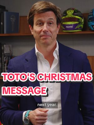 A post by @mercedesamgf1 on TikTok caption: Happy Holidays to all! 🎄
 
 #f1 #formula1 #mercedesamgf1 #totowolff #happyholidays 