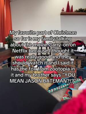 A post by @itsmisshillary on TikTok caption: let me just say my bad #jasonbateman #carryonnetflix #carryon #zootopia #christmas #christmasmovies