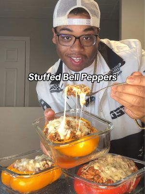 A post by @cookwithquise on TikTok caption: Stuffed Bell Peppers (Makes 3 Meals) Macros: 400 Calories | 27.7g Carbs | 8.3g Fat | 47g Protein Ingredients: 3 Bell Peppers  1lb 96/4 Ground Beef 375g Tomato Sauce 1/4 Cup Sweetener  45g Dry Jasmine Rice 1/2 Cup Reduced Sodium Beef Broth 84g Fat Free Mozzarella  28g Fresh Grated Parmesan  1tbsp Minced Garlic Instructions: Cook Rice Prior to Starting. Cut Tops Off Peppers. Remove Stems & Seeds. Lightly Spray With Olive Oil. Bake at 400 for 10 Minutes. In a Large Skillet brown seasoned beef. Add Beef broth, Garlic, Tomato Sauce & Sweetener. Simmer on Medium Heat. Mix In Cooked Rice. Fill Peppers With Mixture. RINSE MOZZARELLA & Top Peppers. Add Parmesan. Bake at 400 for additional 10 Minutes. Divide Evenly. Serve & Enjoy! #stuffedpeppers #mealprep #stuffedbellpeppers #mealideas #mealprepideas #EasyRecipe #healthyrecipes #mealprepideas #lowcalorie #lowcarb #highprotein #lowcarbrecipes #lowcarbrecipes #highproteinmeals #beef #DinnerIdeas #highproteinrecipes #dinner #mealinspo 