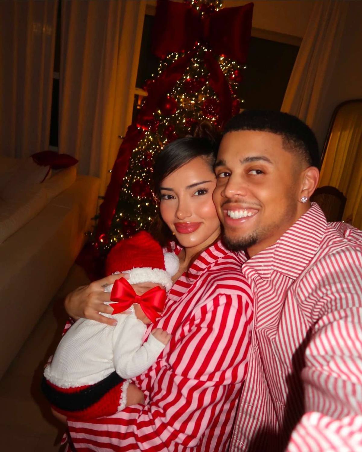A post by @kbandkarla on TikTok caption: First Christmas with our little family 🥹 🫶🏼🎄 @𝐾𝑎𝑟𝑙𝑎 ☁️🩰 @SPECIALK  #fyp #newborn 