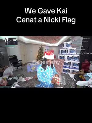 A post by @royalcustomrugs on TikTok caption: We gifted Kai cenat one of our Nicki Flags. Shout out to the mf barbz 🤭 #nickiminaj #kaicenat #kai 