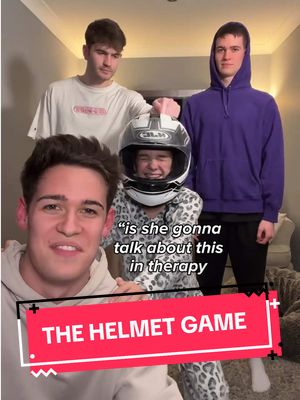 A post by @maxandharveyofficial on TikTok caption: The moment you’ve all been waiting for… TILLY PLAYS THE HELMET GAME @Tilly💗 #maxandharvey #brothers #Siblings #twins #tilly #sister #helmetgame 