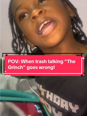 A post by @b3autiful_b3auty on TikTok caption: POV: When trash talking “The Grinch” goes wrong! #Christmas2024 #thegrinch #thegrinchwhostolechristmas #kidsoftiktok #funny #comdey #fyp  #trending 