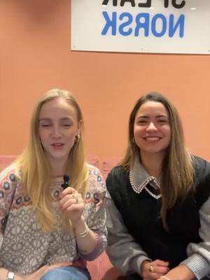 A post by @speaknorsk on TikTok caption: 5 kjappe med Daniela!😍 @daniiblogg 🇳🇴 Learn easy Norwegian! Classroom or online! Link in bio to sign up! 📚 #speaknorsk #speaknorskmemes #LearnNorwegian #GlobalLearning #IG_Norway #Norsk #Norwegian #LifeInNorway #NewToNorway #NavigatingNorway #newtooslo #norway🇳🇴 #norge #visitoslo #visitnorway #norway2day