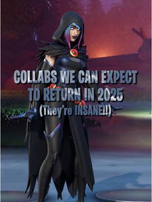 A post by @.archey on TikTok caption: INSANE collabs returning in 2025😍👀THIS IS NOT CONFIRMED❗️#fyp #fortnite #returning #popular #skins #og #viral 