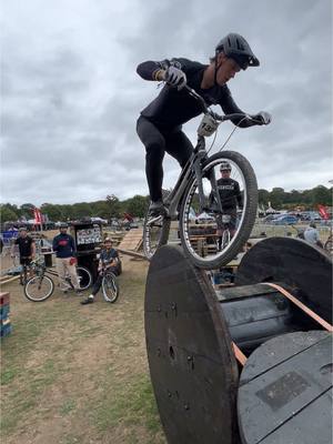 A post by @mindcontroltrials on TikTok caption: 🎯 accuracy level 100 @Malverns Classic with @Oli Weightman #trials #bikelife #cycling #jump 