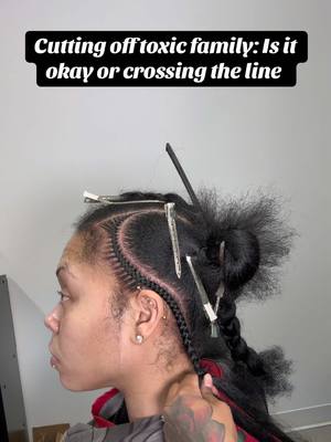 A post by @thehairjunkieexperience on TikTok caption: Let’s talk about it… #fyp #foryou #toxicrelationship #family #explorepage #dallashairstylist #stitchbraids #braidtutorial #parting #voiceover #tutorial #dallasbraider 