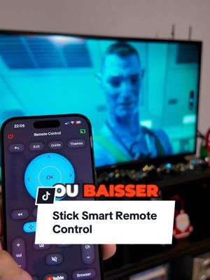 A post by @dwaza on TikTok caption: Transformez votre téléphone en télécommande TV grâce à @Stick - Remote Control For TV   #stick #tvremote #remotetv #application #appstore #iphone #samsung 