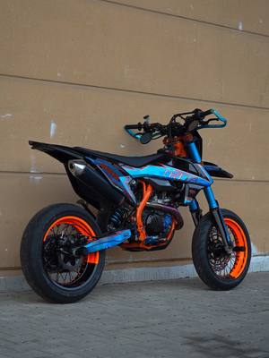 A post by @maze.moto on TikTok caption: I miss you🩵 #supermoto #ktmexc #videography #highquality #powdercoating #moto #bikelife #bike #quality #viral #ktmexc500 