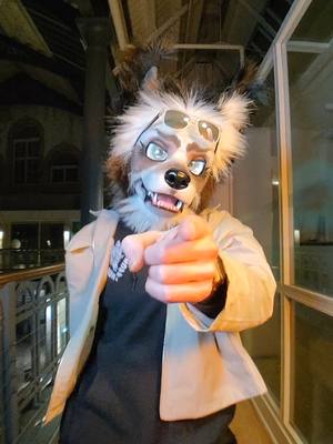 A post by @riverspey on TikTok caption: #fursuit #furryfandom #furry 