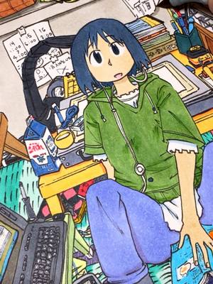 A post by @totadoodles on TikTok caption: Nichijou! 🌟 #art #anime #nichijou #drawing #emansartcomp 