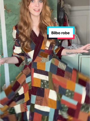 A post by @thesewloartist on TikTok caption: Love this baby. She needs some repairs since she’s been through the wash a couple times but still one of my favorite projects 🥹 #lotr #bilbo bilbo baggins robe #quilting