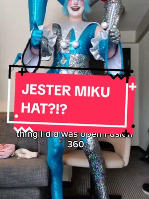 A post by @sugarvail on TikTok caption: How I made the Jester Miku hat! #jestermiku #mikucosplay #miku 