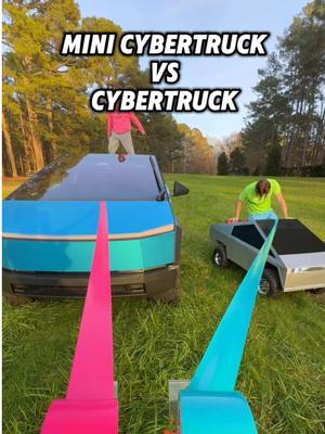 A post by @realcartersharer on TikTok caption: MINI CYBERTRUCK VS CYBERTRUCK 🫨 @Bagels_payne 