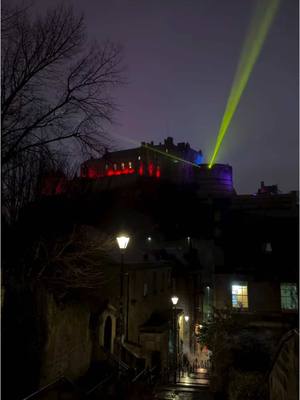 A post by @scotland on TikTok caption: Edinburgh Castle lighting up a rainy evening 🔦 #Scotland #ScotlandTikTok #ScotlandTravel #ScotlandForever #TravelTikTok #TravelBucketList #Edinburgh #EdinburghTikTok #EdinburghCastle 