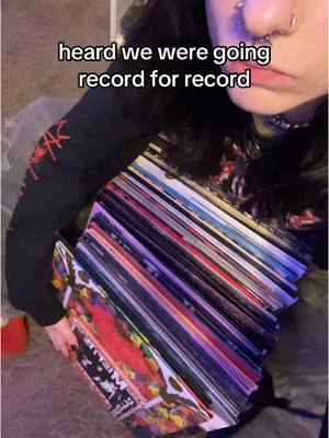 A post by @wetgrandma1 on TikTok caption: At 51 records rn 😁 #vinyls #records #goth #metalhead #music #fyp 