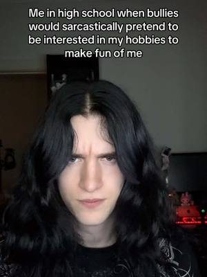 A post by @edward.ironstone on TikTok caption: Teenage me STRUGGLED to tell when anyone was being sincere 💀 #alttiktok #althair #metalhead #longhairmen #gothboy #autism #altboy 