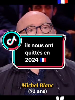 A post by @souvenir_tv on TikTok caption: les célébrités francophones qui nous ont quittés en 2024 #michelblanc  #alaindelon  #didierroustan  #bernardpivot  #anoukaimée  #sylvainaugier  #patricelaffont  #maite  #drklein  #jeanpierredescombes  #jeanclaudegaudin  #nielsarestrup  #pascaldanel   #fredericmitterrand  #francoisehardy  #acteur  #comedien  #politicien  #chanteur  #france  #2024 