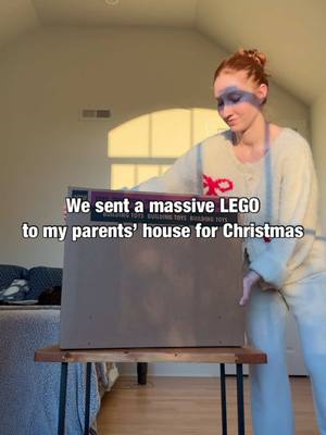 A post by @melissabecraft on TikTok caption: Highly recommend sending a ridiculously large @LEGO to your holiday destination. I think this will be a new Christmas tradition! #christmas #lego #family #harrypotter 