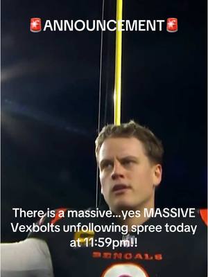 A post by @bengals on TikTok caption: We gotta leave @Vexbolts in 2024 😤 #vexbolts #joeburrow #2024 #trend #fyp #nfl #unfollow 