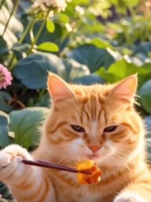 A post by @funny.animalss6 on TikTok caption: This cute cat loves to cook his food ❤️‍🩹 #cat #fyp #foryou #animal #xyzabc #cats 