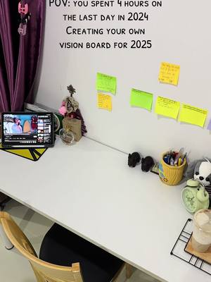 A post by @lanhmonika8 on TikTok caption: First time making a vision board and I feel so inspired✨🍀. I can’t predict the future, but I’m setting the intention to give my best✌🏻🤍. #foryou #fyp #mikako990♏️ 